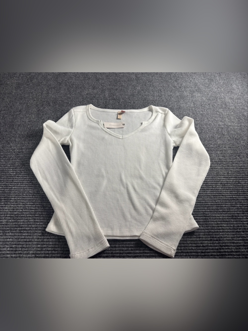 Anthropologie Pilcro Waffle Weave Top Split V Neck  Ivory XS Boho NWT